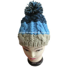 Fashion Quality Cable Hand Knit Women′s Big Pompom Hats